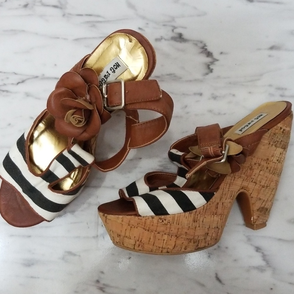 Wedges with Flower Applique